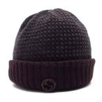 ショッピングgucci グッチ GUCCI インターロッキングG ウール ニットキャップ ニット帽 ビーニー パープル M レディース