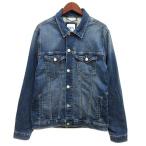 ザラ ZARA ソフト デニム ジャケット Gジャン USED加工 インディゴ L メンズ
