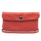 ショッピングヴェネタ ボッテガヴェネタ BOTTEGA VENETA イントレチャート ミニ ショルダーバッグ ポシェット レザー 255549 ピンクオレンジ系 レディース