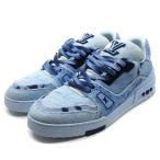 ルイヴィトン LOUIS VUITTON LVトレイナーライン モノグラム デニム ブリーチ加工 スニーカー 2024年製 ブルー 9.5 約28cm メンズ