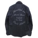ショッピングスカル スカルフライト SKULL FLIGHT ライダース ストライプ ウエスタン シャツ 長袖 Riders Stripe Western Shirts 2022SS ネイビー 紺 40 メンズ