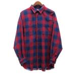 ショッピングzara ザラ ZARA デニム オーバーサイズ チェック ネルシャツ カットオフ レッド 赤 インディゴ S メンズ