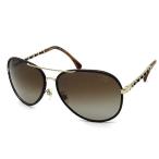 シャネル CHANEL ティアドロップ サングラス 4219-Q c.395/S9 偏光レンズ チェーン レザー ブラウン レディース