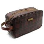  Polo Ralph Lauren POLO RALPH LAUREN ручная сумочка клатч проверка PVC кожа Brown красный 
