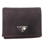 プラダ PRADA 三角プレート 三つ折り財布 ナイロン ブラック 250307E メンズ レディース