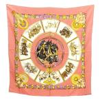 エルメス HERMES CHEVAUX DE TRAIT 輓馬 カレ 90 スカーフ 総柄 シルク フランス製 ピンク ☆AA★ レディース