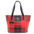 ケイトスペード KATE SPADE チェック トートバッグ レッド 250422E 鞄 ■GY14 レディース