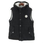 バーバリーブラックレーベル BURBERRY BLACK LABEL 中綿 ジップアップ ベスト フーディ 3 ブラック メンズ