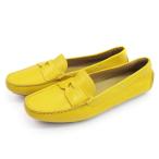 プラダ PRADA ドライビングシューズ フラットシューズ レザー イエロー 37 24cm レディース
