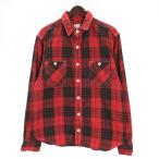 桃太郎ジーンズ MOMOTARO JEANS チェック シャツ ネルシャツ 42 レッド 250812E メンズ
