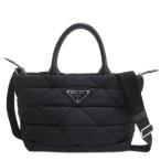 プラダ PRADA ロゴプレート 三角ロゴ スモール パテッド キルティング ショルダーバッグ ハンド 2WAY ブラック ☆AA★ レディース