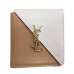 ショッピングイヴサンローラン イヴサンローラン YVES SAINT LAURENT ジェイミー フォールドウォレット 二つ折り財布 レザー ベージュ レディース