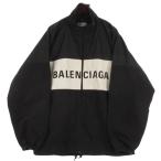 バレンシアガ BALENCIAGA ロゴプリント デニム切替 ナイロントラックジャケット 529213 ブラック 34 ☆AA★ メンズ