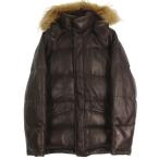 ショッピングポール ピーエスポールスミス PS Paul Smith ラムレザー ダウンジャケット フーディ ラクーンファー ブラウン XL メンズ