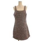 ザラ ZARA ツイード ワンピース ノースリーブ ブラック ピンク系 M 260303E レディース