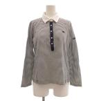  Burberry Golf BURBERRY GOLF Golf одежда рубашка-поло L темно-синий темно-синий белый белый окантовка рисунок длинный рукав /SX #GY09 женский 