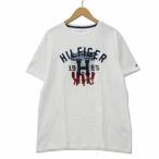 トミーヒルフィガー TOMMY HILFIGER クルーネック 半袖 ロゴプリント アップリケ 刺繍 カットソー Tシャツ L ホワイト