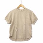 ユニクロ UNIQLO ワッフル クルーネック Tシャツ 半袖 M ベージュ レディース