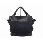 コブラ COBRA レザー×ストロー トートバッグ NAVY/BLACK(ネイビー/ブラック) レディース