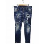 ショッピングディースクエアード ディースクエアード DSQUARED2 Skater jean スケーター ダメージ リペア ウォッシュ加工 ストレッチ テーパード デニムパンツ 48(M)