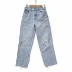  Uniqlo UNIQLO повреждение обработка кромка cut off колок верх высокий laiz джинсы голубой 23 (58.5cm) женский 