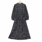 エンジェリーベ ANGELIEBE バンドカラー フラワープリント マタニティ ワンピース ブラック L レディース