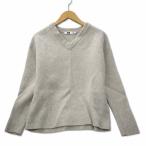 ユニクロ UNIQLO ウール Vネック リブニット セーター L グレー メンズ