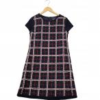 TOMORROWLAND collection LINTON生地 ツイード / ニット コンビ フレンチスリーブ ワンピース 38 NAVY ネイビー 14-06-44-06151 メンズ