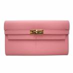 エルメス HERMES ヴォーエプソン ゴールド金具 ケリー ウォレット ロング 長財布 X刻印 ローズコンフェッティ レディース