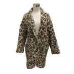 ザラ ZARA コート 0367955050M アウター Vネック 羊毛混 アニマル柄 長袖 膝丈 M ベージュ 茶 ブラウン レディース