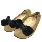  Lanvin LANVIN балетки плоская обувь лента узор 37 хаки чёрный черный женский 