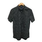 アメリカン・イーグル AMERICAN EAGLE シャツ 半袖 総柄 M 黒 ブラック 白 ホワイト メンズ