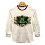 ディースクエアード DSQUARED2 Tシャツ ロンT クルーネック コットン プリント 七分袖 XS 白 ホワイト レディース