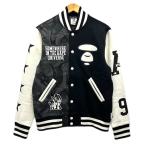 アベイシングエイプ A BATHING APE スタジャン ブルゾン カモフラ柄 プリント ロゴ 裏起毛 長袖 M 黒 ブラック 白 ホワイト メンズ