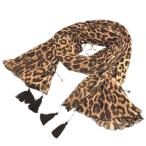 ita задний Italiya шарф шаль бисер бахрома Leopard рисунок животное рисунок общий рисунок чай Brown женский 