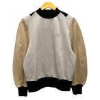 ショッピングロエベ ロエベ LOEWE トレーナー ドッキング リブ コットン ウール混 ロゴ刺繍 長袖 XS グレー ベージュ 黒 ブラック レディース