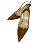 クリスチャンルブタン パンプス ポインテッドトゥ ハイヒール ピンヒール スリングバック 35 22cm 茶 ブラウン マロン レディース