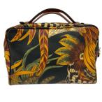 サルヴァトーレフェラガモ Salvatore Ferragamo AB22 3512 ハンドバッグ ミニボストン スクエア 花柄 ブラウン 茶 ブラック 黒 レディース