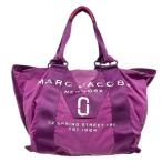 マークジェイコブス MARC JACOBS トートバッグ 肩掛け ロゴ プリント ライン 布製 マジックテープ開閉 ピンク 紫 パープル レディース