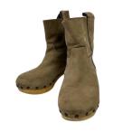 ショッピングzara ザラ ZARA ブーツ ショートブーツ ラウンドトゥ ミドルヒール チャンキーヒール スタッズ スエード 38 24.0cm ブラウン 茶 レディース