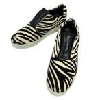 プラダスポーツ PRADA SPORT スニーカー スリッポン ハラコ アニマル 35.5 白 ホワイト 黒 ブラック レディース