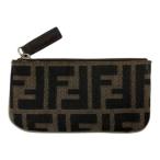 フェンディ FENDI コインケース ズッカ柄 キーチェーン付き 茶 ブラウン レディース