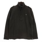 バーバリーブラックレーベル BURBERRY BLACK LABEL スウェット トレーナー 長袖 ハイネック ハーフボタン ロゴ 刺繍 裏起毛 コットン グレ