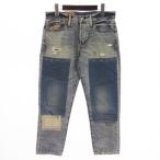 未使用品 ポロ ラルフローレン POLO RALPH LAUREN タグ付き デニム パンツ ジーンズ リペア加工 ダメージ加工 パッチワーク インディゴ 27