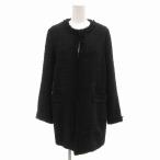 ショッピングzara ザラ ベーシック ZARA BASIC ノーカラーコート ツイード ミドル ハーフ丈 S 黒 ブラック /AE ■FF レディース
