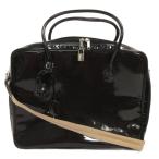 ショッピングエナメル フォクシー FOXEY スクエア ボストンバッグ エナメル 2Way 黒 ブラック ■ECT レディース