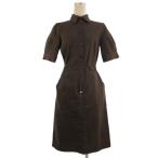 サルヴァトーレフェラガモ Salvatore Ferragamo ワンピース ロング 半袖 ロゴベルト 茶色 ブラウン 42 ■ECT レディース