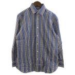 サルヴァトーレフェラガモ Salvatore Ferragamo シャツ 長袖 チェック ストライプ 切替 ブルー M ■ECT メンズ