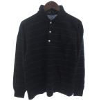 ダンヒル dunhill ニット ポロシャツ 長袖 ウール ボーダー ネイビー 38 ■ECT メンズ