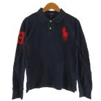 ポロ ラルフローレン POLO RALPH LAUREN ポロシャツ 長袖 トップス ビッグポニー ロゴ刺繍 キッズ 男の子 紺 ネイビー M 10-12 ■ECT キッ